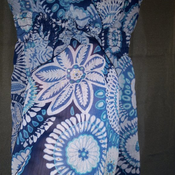 Tank Top with Blue Nature Pattern - Top lined - Picture 6 of 7